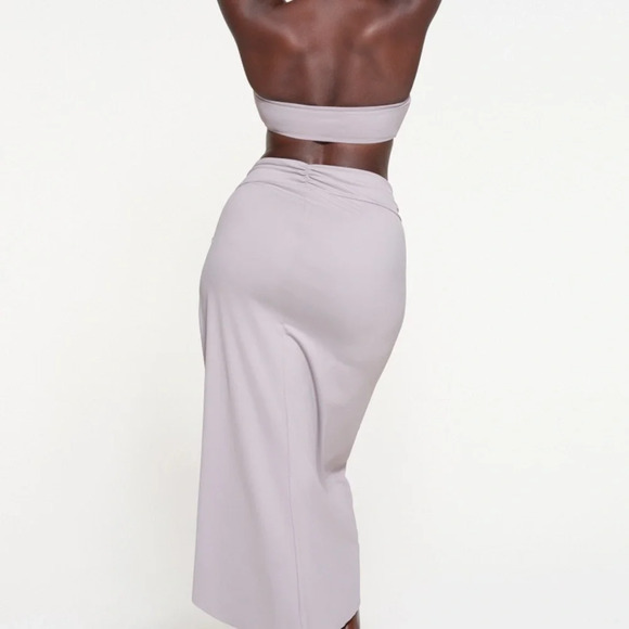 SKIMS Recycled Swim Sarong Skirt Chrome Size XL Stretch - Picture 2 of 10